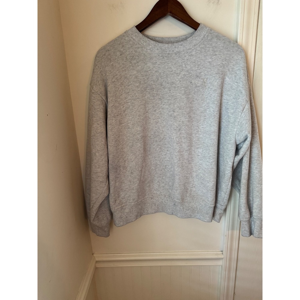 Victoria's Secret Grey Crewneck Sweatshirt Embroidered Logo Size M